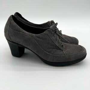 Clarks Bendables 80896 Gray Suede Heels Pumps Oxfords Size US 9.5W Wide